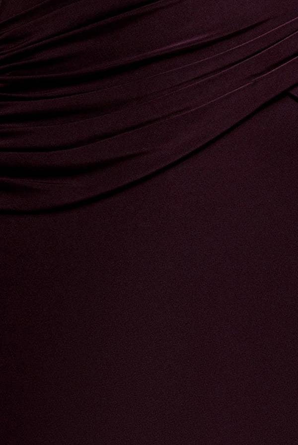 Asymmetric Neck Gathered Waist Maxi Dress - Burgundy DR5096