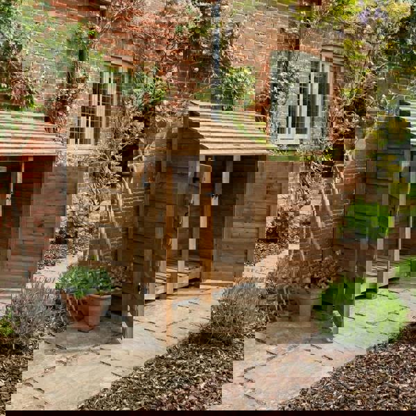 Arbor Garden Solutions Wooden Log Store with Door W-146cm, H-126cm or 180cm, D-88cm - Brown Finish