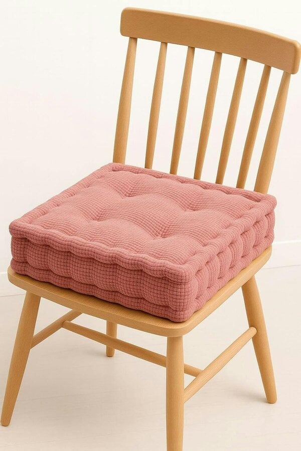 Night Zone Square Fleece Booster Seat Pad 10cm Thick – Soft Chair Cushion for Extra Height - Blush Pink