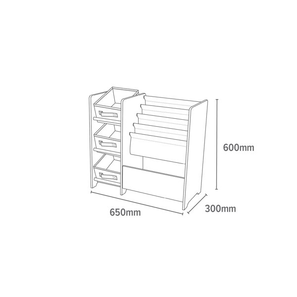 TF5007-safari-book-display-with-fabric-bins-dimensions