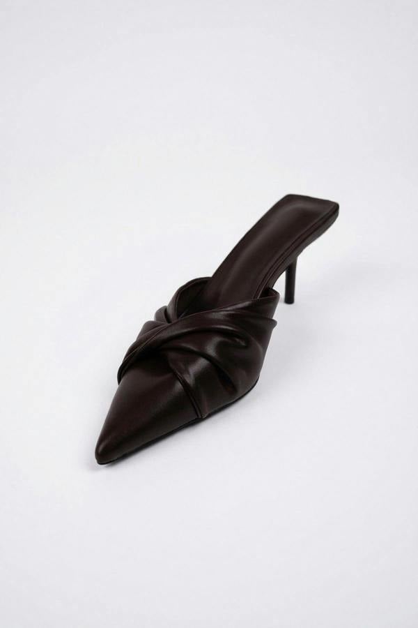 ikrush Ines Knotted Front Pointed Toe Kitten Heel Mules