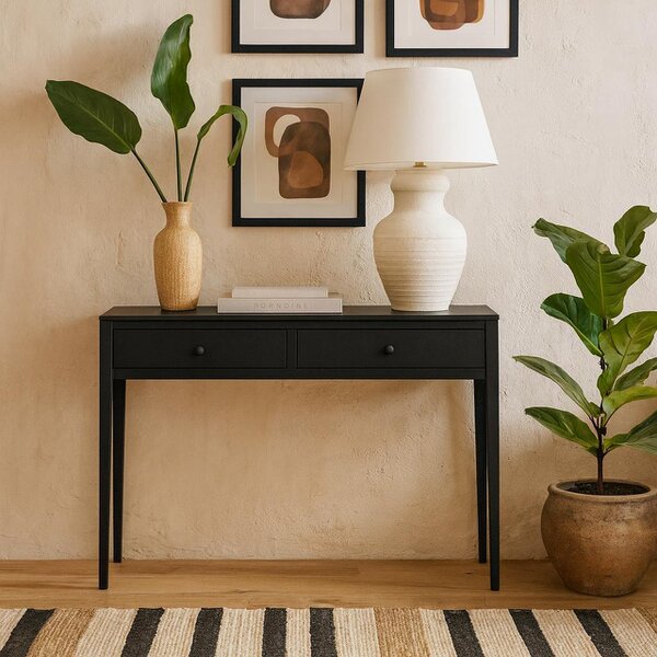 Wyld Haus Maceio Black Wood Grain 2 Drawer Desk