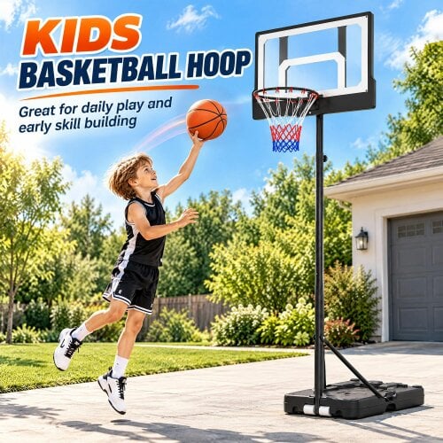 SPORTNOW Basketball Hoop and Stand with Wheels and Base, Black