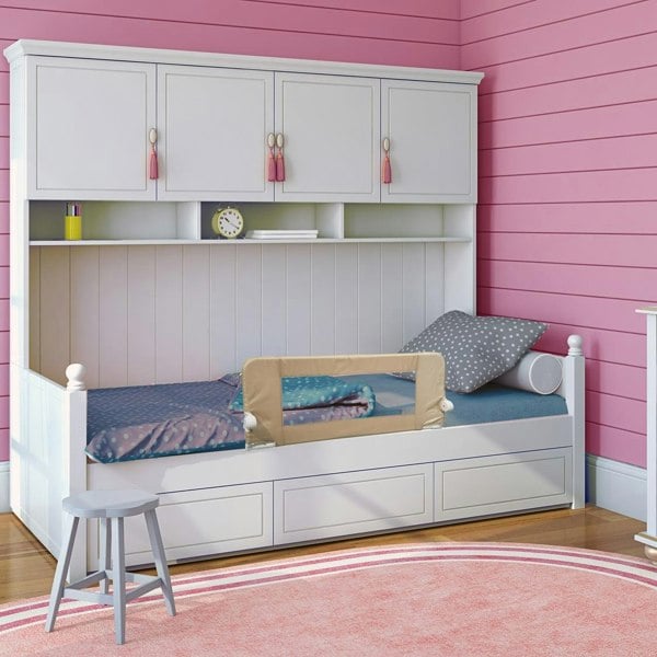 Safetots Narrow Bed Rail, Natural 90cm Wide x 40cm Tall, Toddler Bed Guard For Safety