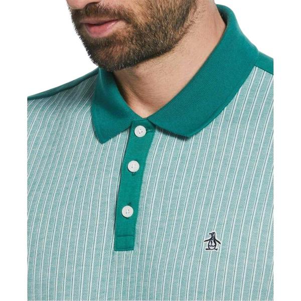 Original Penguin Mens Vertical Stripe Polo Shirt - Green - 
