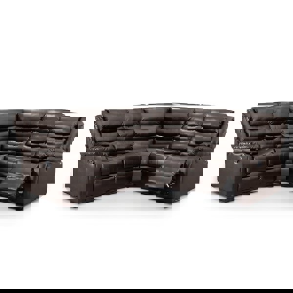 Furnishings For Less Leather 5 Seater Reclining Corner Sofa + Drinks Tray