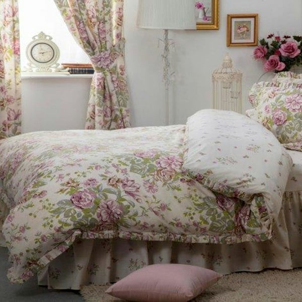 Belledorm Rose Boutique Duvet Cover - Ivory/Pink/Green