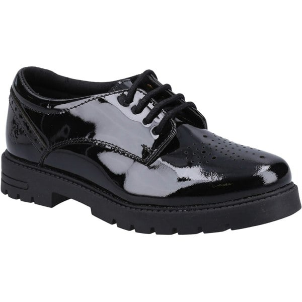 Hush Puppies Jayne Patent SNR Leather Girls's Black Lace-Up Shoes