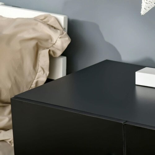 Wyld Haus Cosofi Black Wood Freestanding Storage Cabinet 2 Doors 2 Shelves