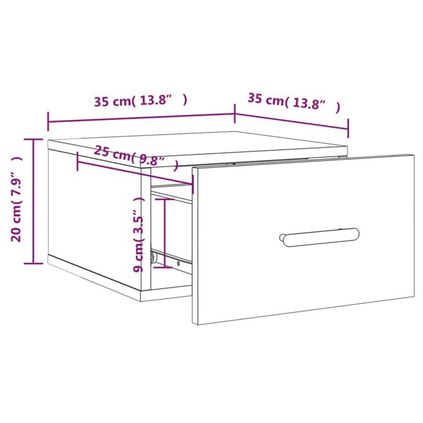 Berkfield Wall-mounted Bedside Cabinet Smoked Oak 35x35x20 cm