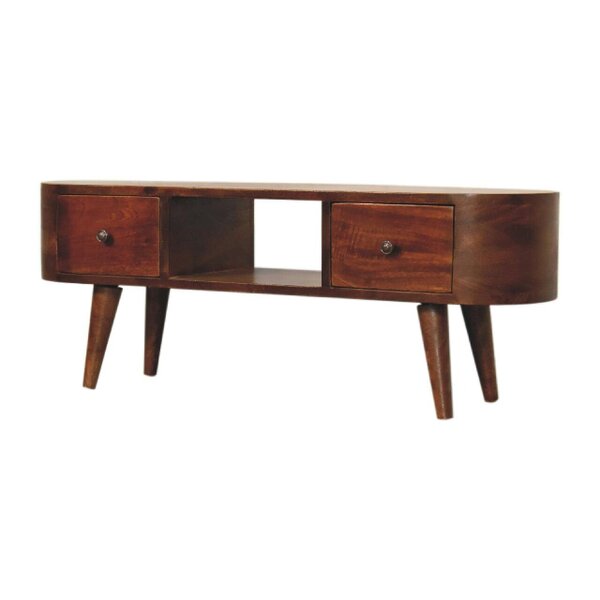 Wyld Haus Rawai Chestnut Mango Wood Round Open TV Media Unit