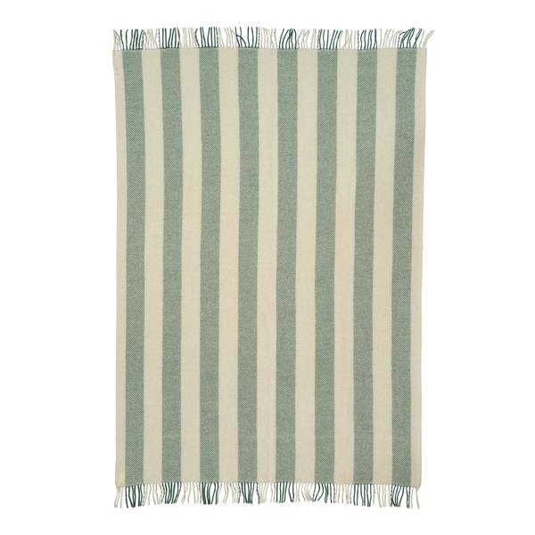 Misty Green Brushed Wool Stripe Throw - breathable, detail view 2 | Soak and Sleep