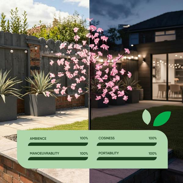 Gardenwize Solar Cherry Blossom Tree with 100 LED Lights