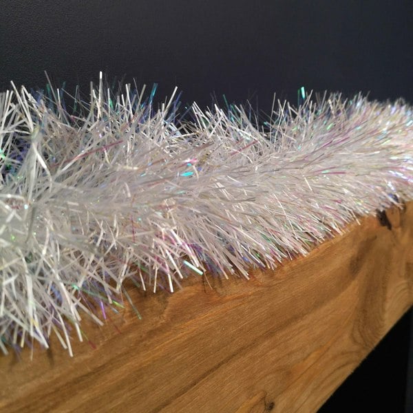 Samuel Alexander 2m x 10cm Festive Tinsel Garland Christmas Tree Decoration Iridescent White