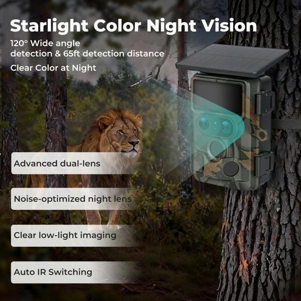 Centra Solar Trail Camera 4K Dual Lens WiFi Bluetooth Night Vision 32GB Card