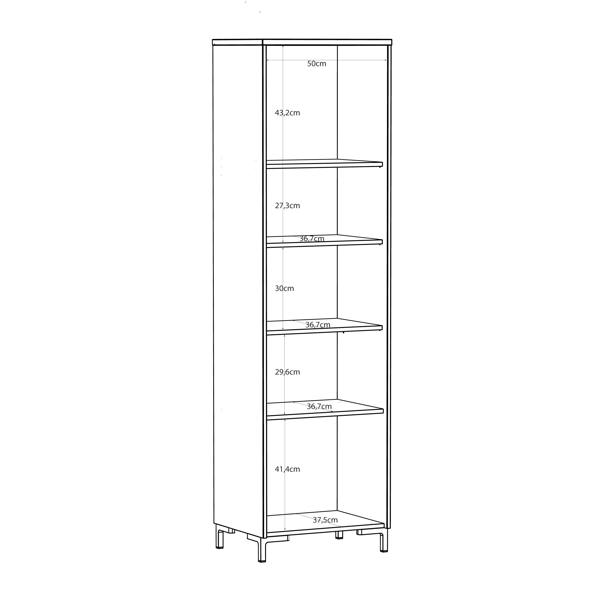 Furniture To Go Bixbite Tall Display Cabinet with Fluted Detail, Door & Open Shelving in Mauvella Oak and Sand