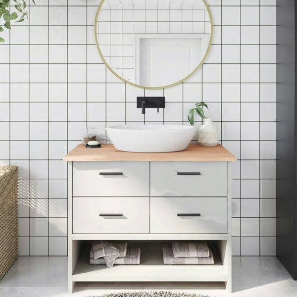 Berkfield Bathroom Countertop 100x60x2 cm Untreated Solid Wood