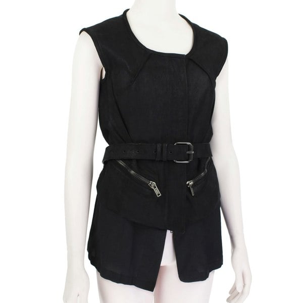 A Haider Ackerman luxury matt black leather waistcoat