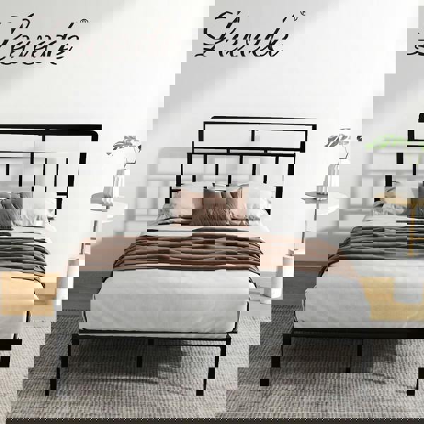 Levede Double Small Double Bed Frame Metal Platform with Headboard Heavy Duty