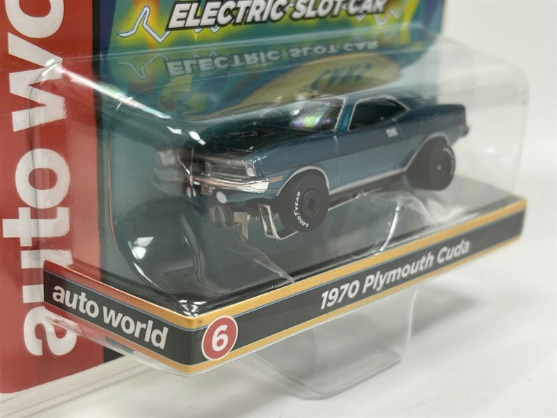 Auto World Slot Cars 1970 Plymouth Cuda Blue Thunderjet Ultra G HO Slot Car SC377-6