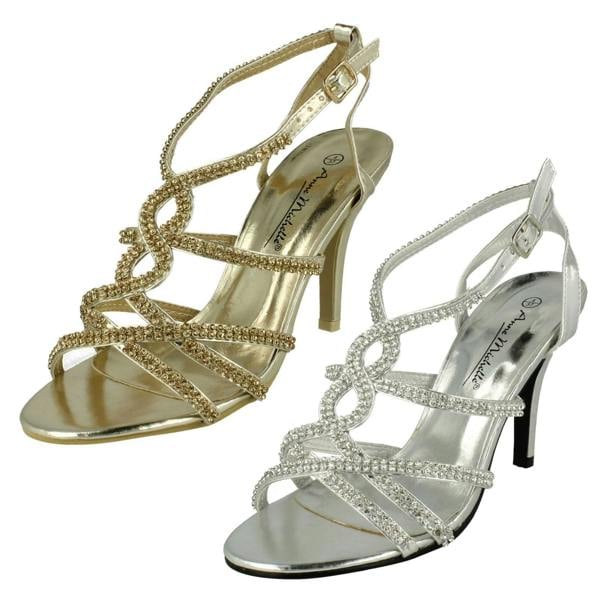 Anne Michelle Ladies Anne Michelle Heeled Ankle Strap Sandal Shoes