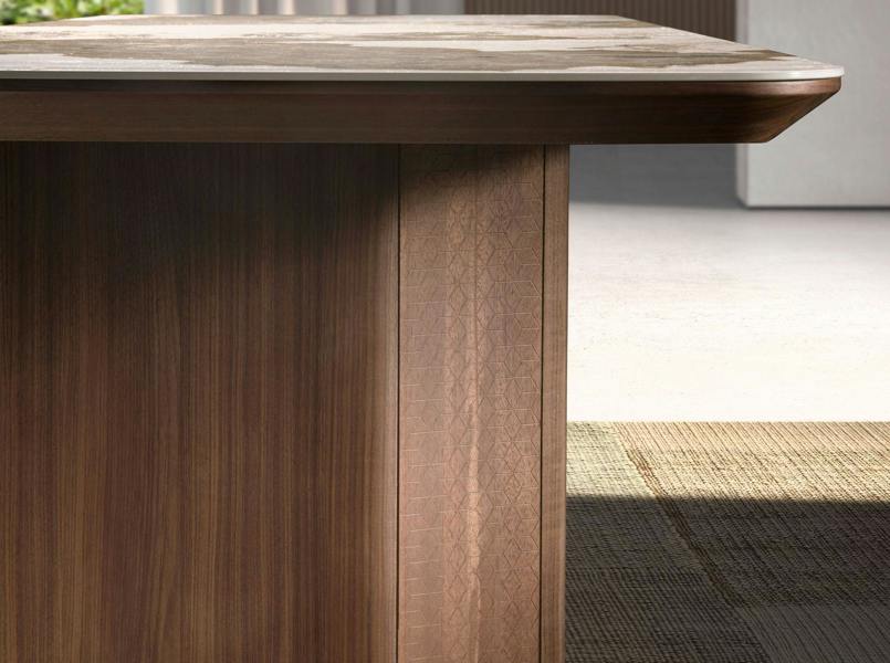 Angel Cerdá Rectangular porcelain marble and walnut dining table 1129