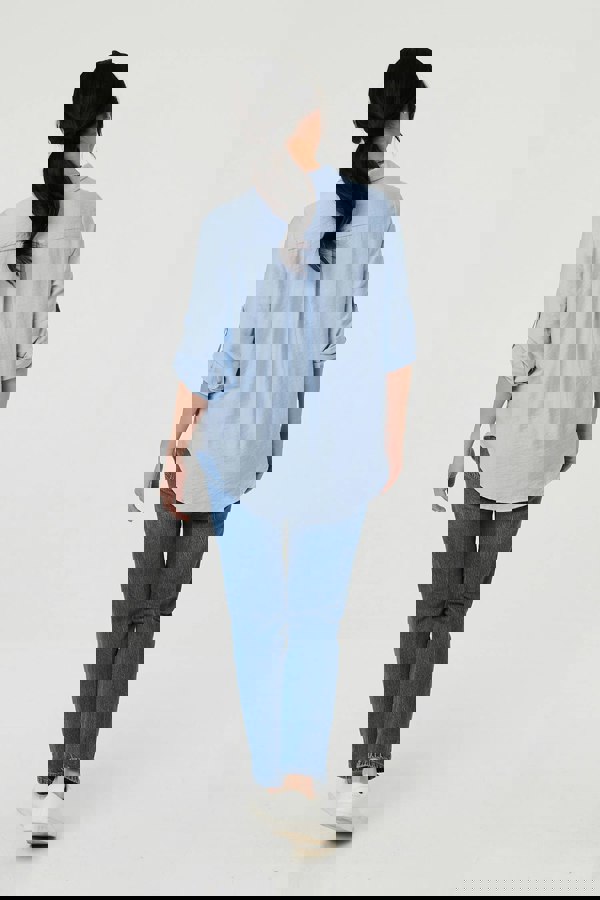 Blue | Long Sleeve Button-Front Shirt
