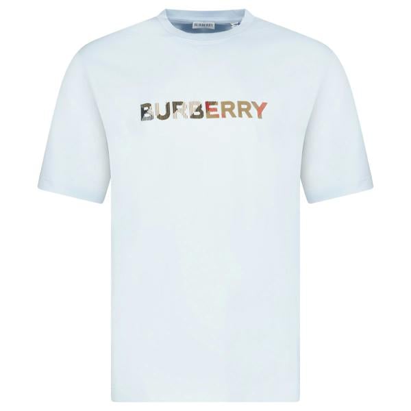 Burberry Check Logo Embroidered T-Shirt Blue - chancefashionco