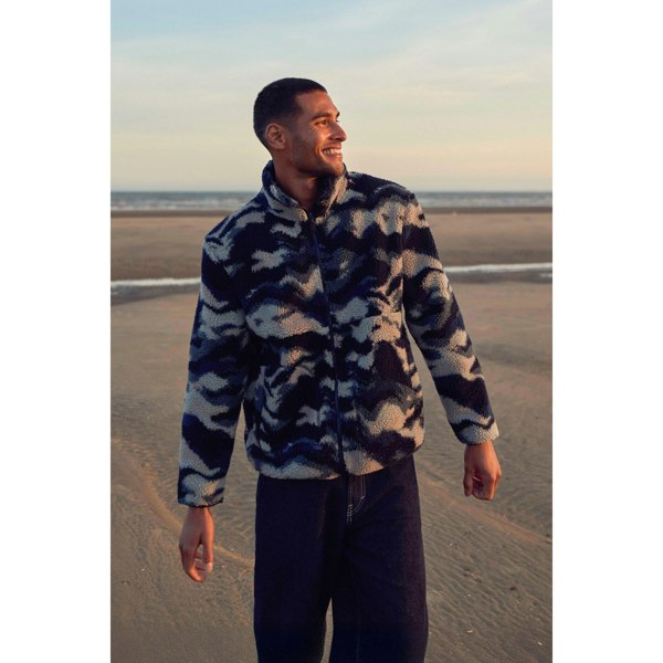 Animal Mens Hennie Printed Borg Jacket - Blue