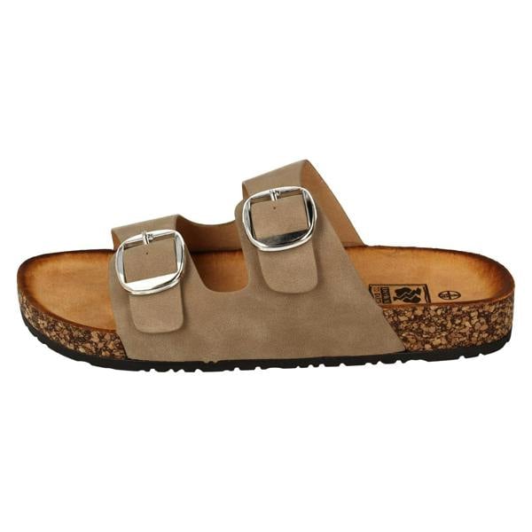 Down to Earth Ladies Down to Earth Low Flatform Dual Buckle Mule Sandal F12090
