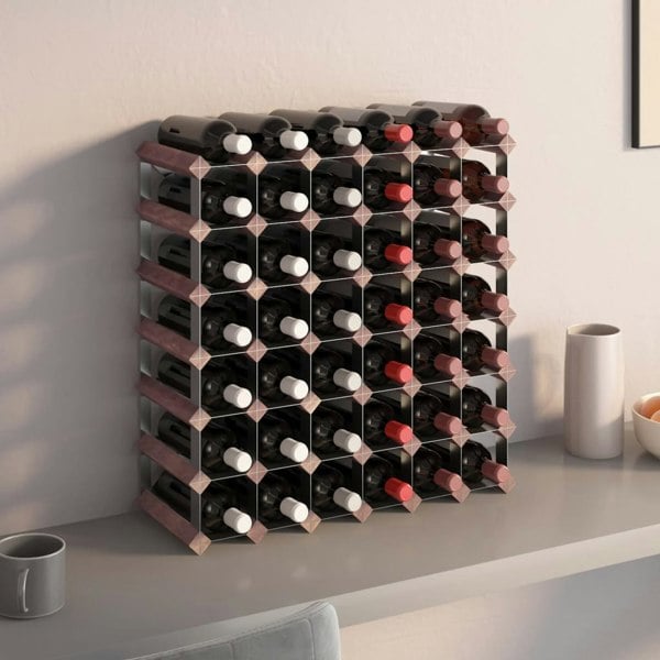 Berkfield Wine Rack for 42 Bottles Brown Solid Wood Pine