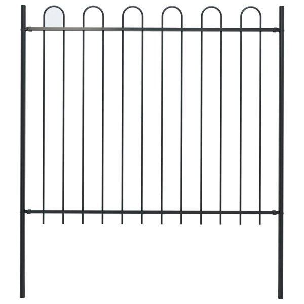 Berkfield Garden Fence with Hoop Top Steel 1.7 m Black