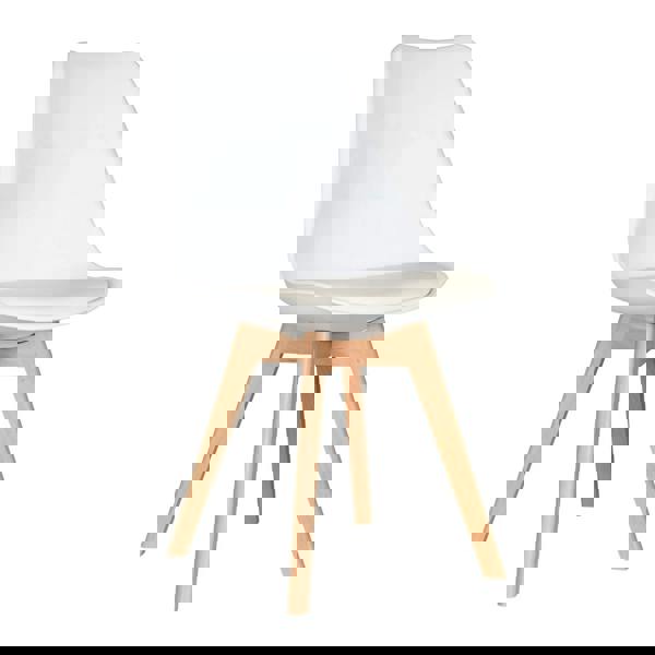 Life Interiors Single Scandinavian Dining Chair with Leather Cushions Solid Wood Legs