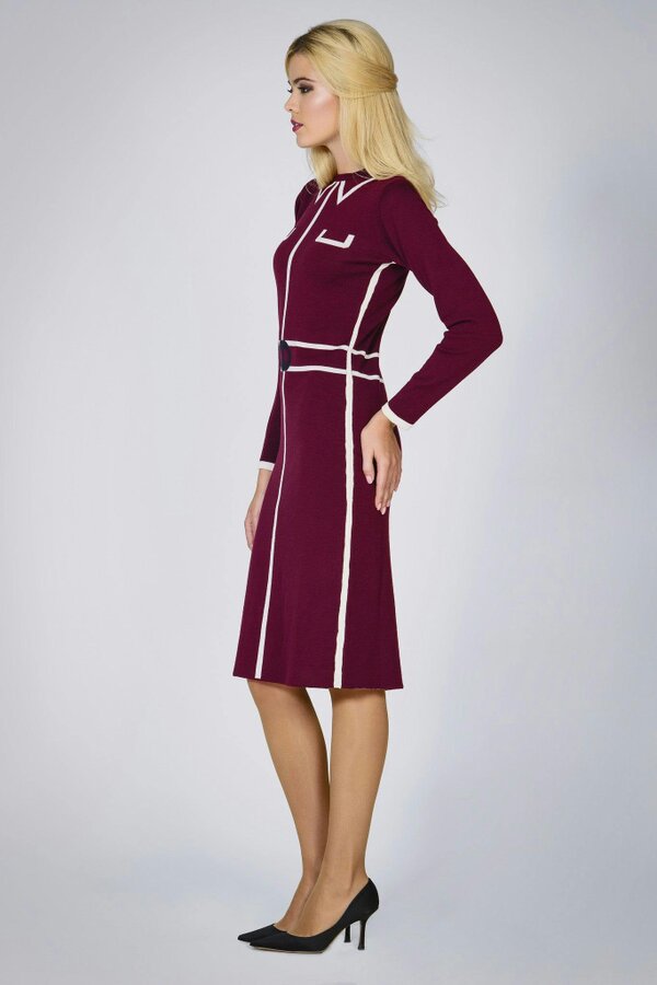 Claire knitted jacquard dress in mulberry