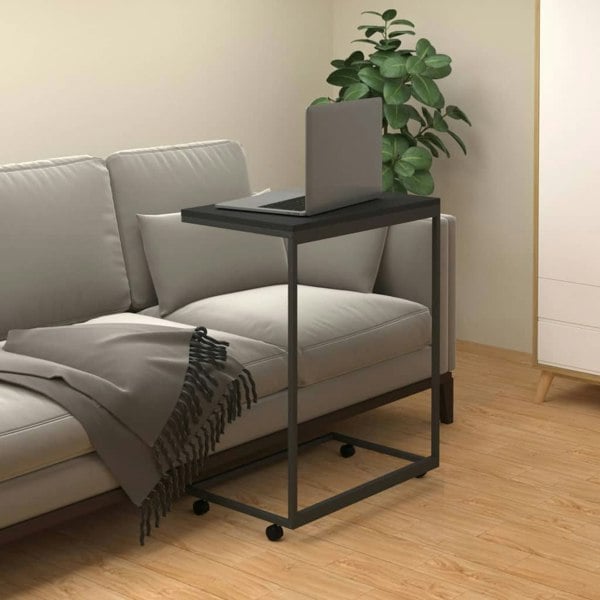 Berkfield Side Table with Wheels Black 55x35x70 cm Engineered Wood