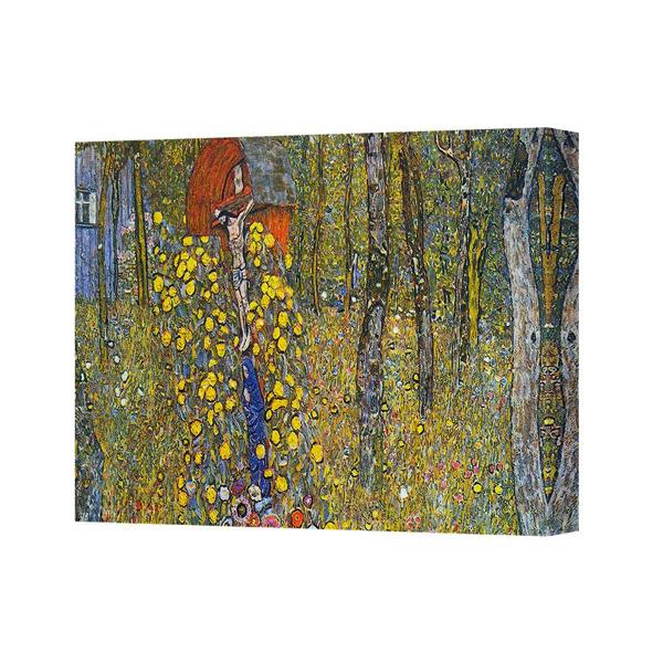 Benjamin Tate Design Impressionist Canvas Print of Yellow Flower Field and Woman With Umbrella