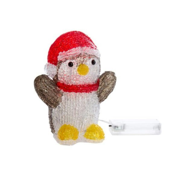 Samuel Alexander 16cm Battery Operated Light up Christmas Ice Penguin with 12 Cool White LEDs