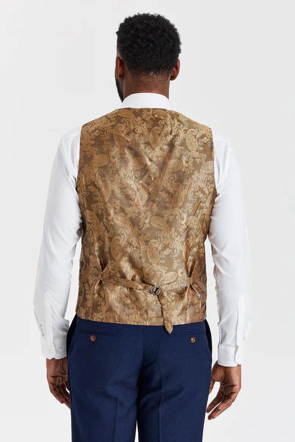 Paul Andrew Mayfair Navy Textured Suit with Harris Brown Tweed Waistcoat