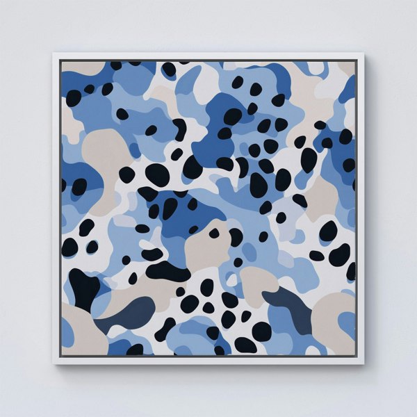 Warren Reed Blue Camouflage Pattern Framed Canvas