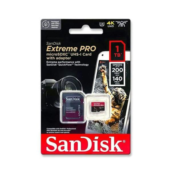 SanDisk Extreme PRO microSDXC 200MBs UHSI U3 V30 with Adapter 1TB