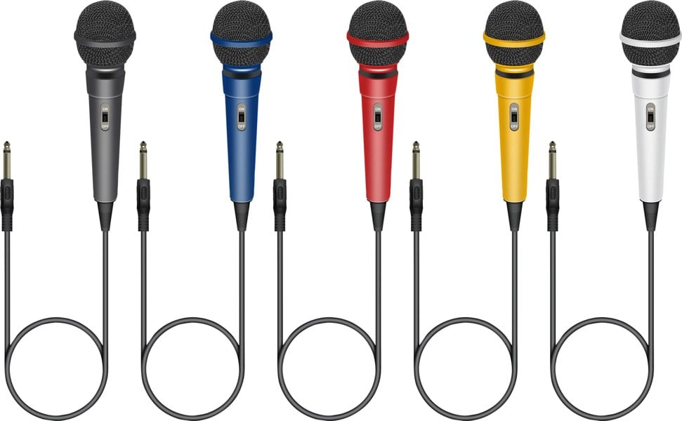 Mr Entertainer Soundlab Dynamic Karaoke Microphone With Fixed 3m 6.35mm Jack Lead Pack of 5