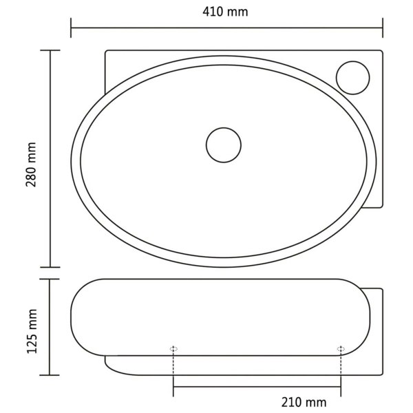 Berkfield Ceramic Bathroom Sink Basin Faucet/Overflow Hole Black Round