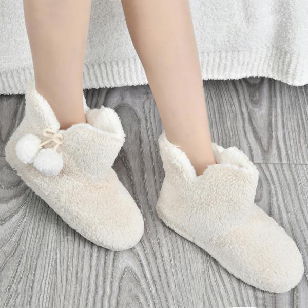 Smart Living Women's Teddy Fleece Bootie Slippers - Cozy, Warm, Soft Indoor House Boots- Natural