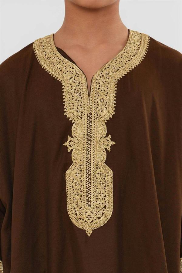 Infinity Leather Kids Boys Ramadan Moroccan Thobe Robe Djellaba Gandoura Eid Jubba- K-HM67