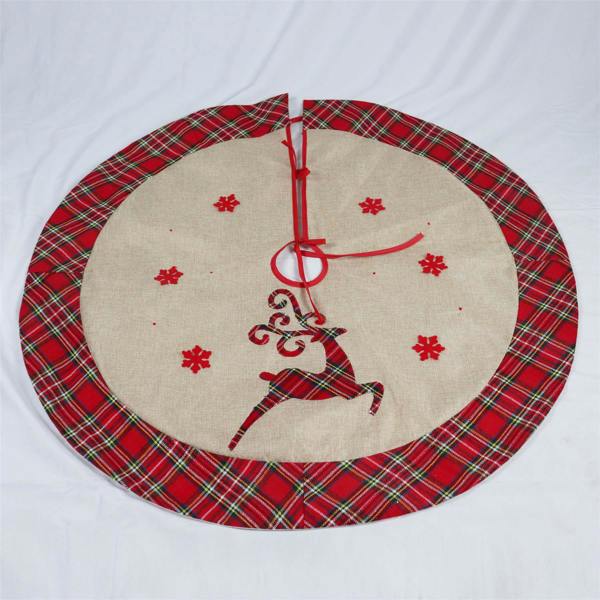 Christmas Tree Skirt Set of 4 Hanging Decorations with Snowflake Printed Burlap Style image 5