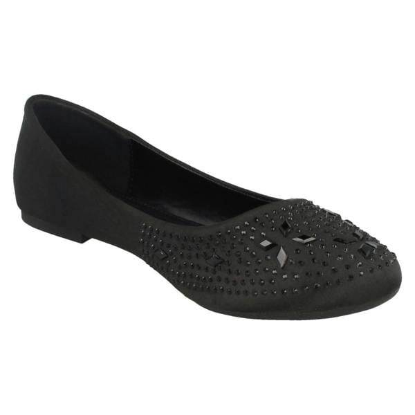 Spot On Ladies Spot On Flat Diamante Ballerinas