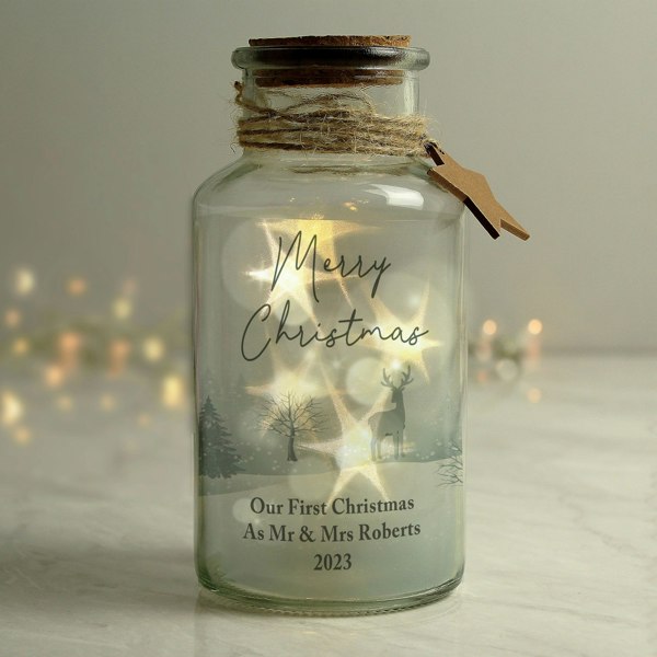 Personalised Memento Company Personalised Merry Christmas LED Glass Jar