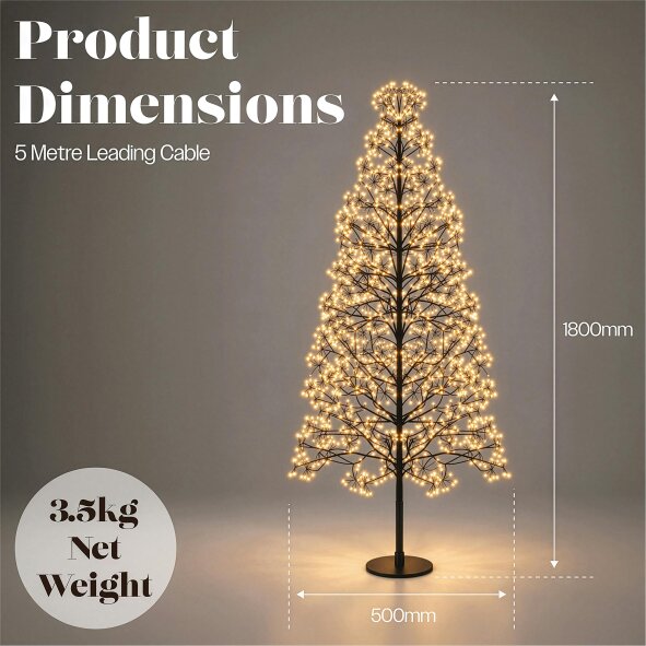 Scotts of Stow Xmas Haus Pre Lit Firework Tree with Copper Gold Micro LEDs and Timer