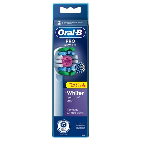 Oral-B Pro 3D White Toothbrush Heads, 4 Counts