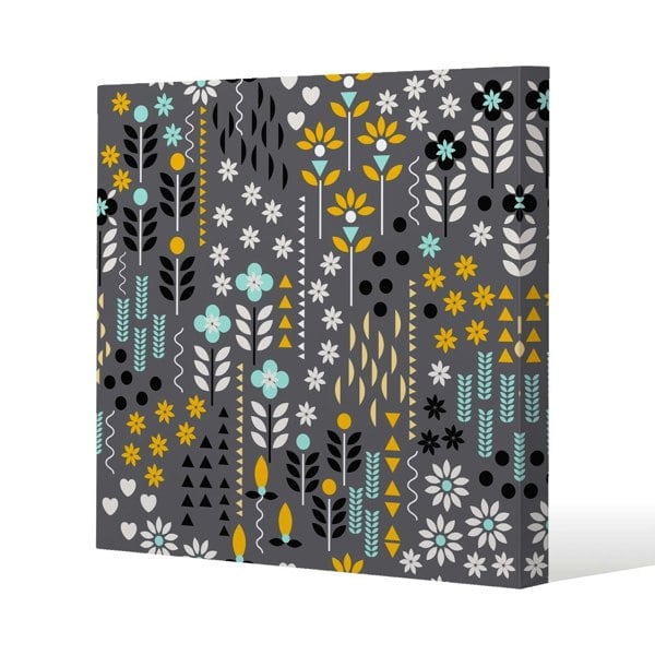 Benjamin Tate Design Flower Print Slim Style Canvas Print  50x50cm , 15mm Slim Real wood.